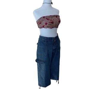 Lee Petite Women’s Cargo Capris Jeans Size 10P Y2K Utility Denim